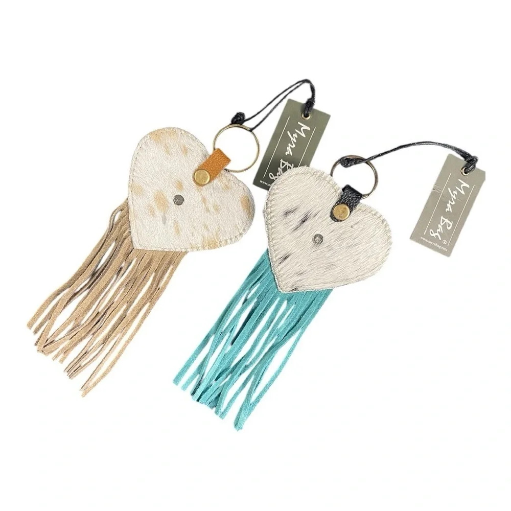 Myra Bag Heart Keychain with Fringe - Set of 2